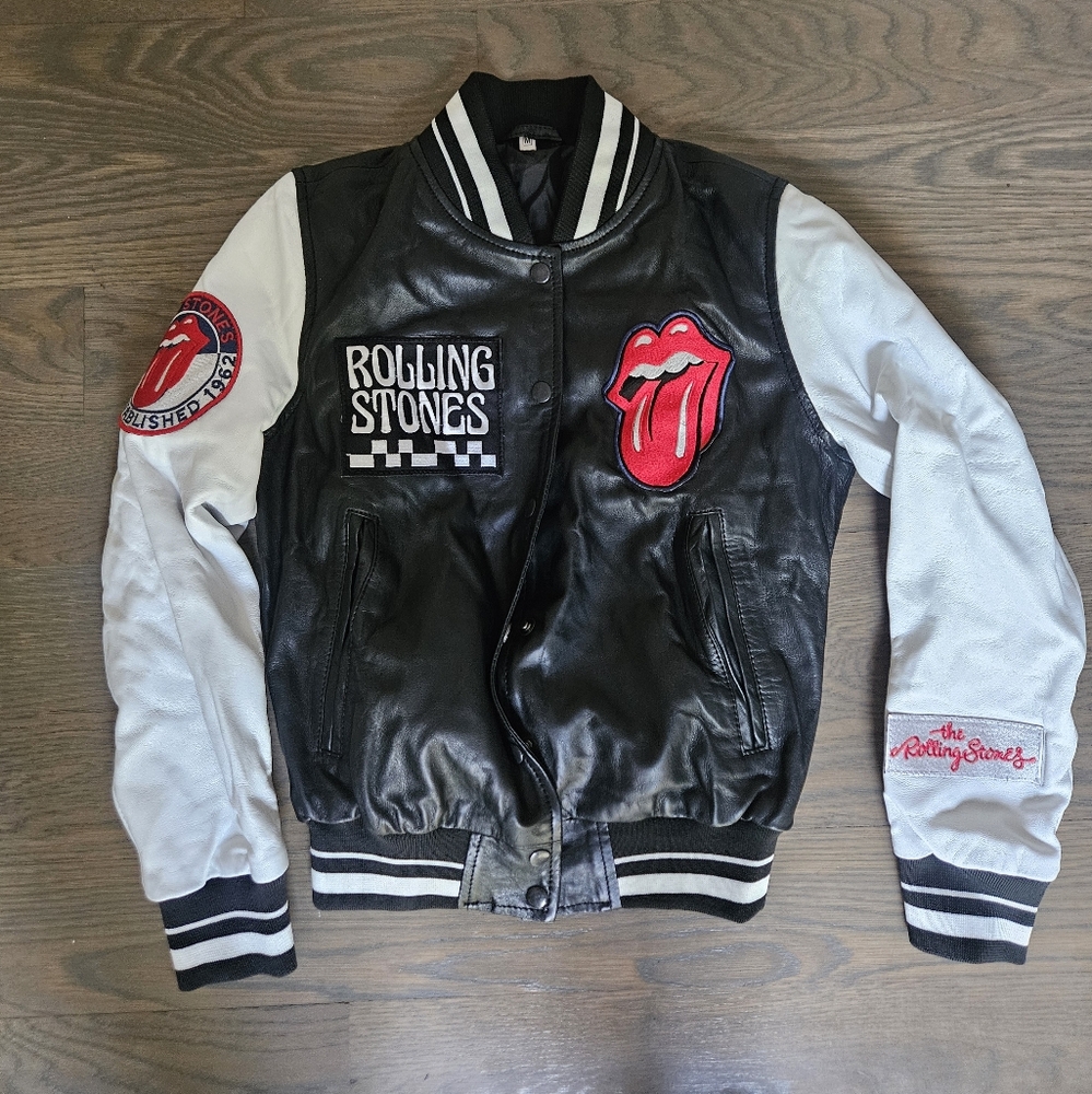 Rolling Stones Black and White Bomber/Varsity Jacket
